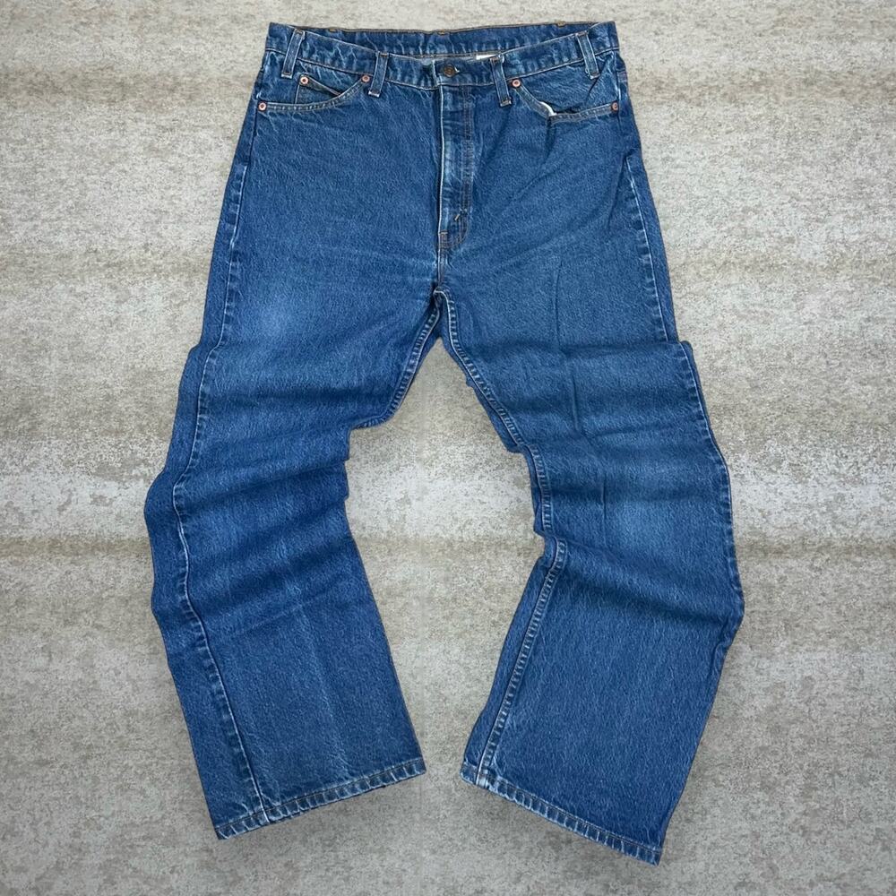 Vintage 90s Orange Tab Levis Jeans 36x322 Bootcut Flared Medium Wash Made in USA - Picture 2 of 6